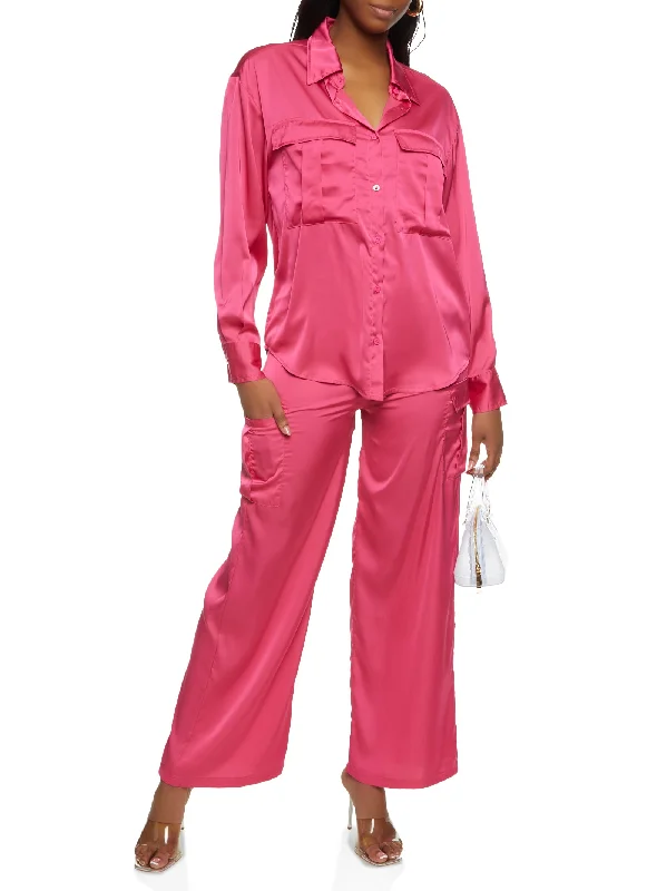 fuchsia-satin-button-front-cargo-pocket-shirt-1413064720903