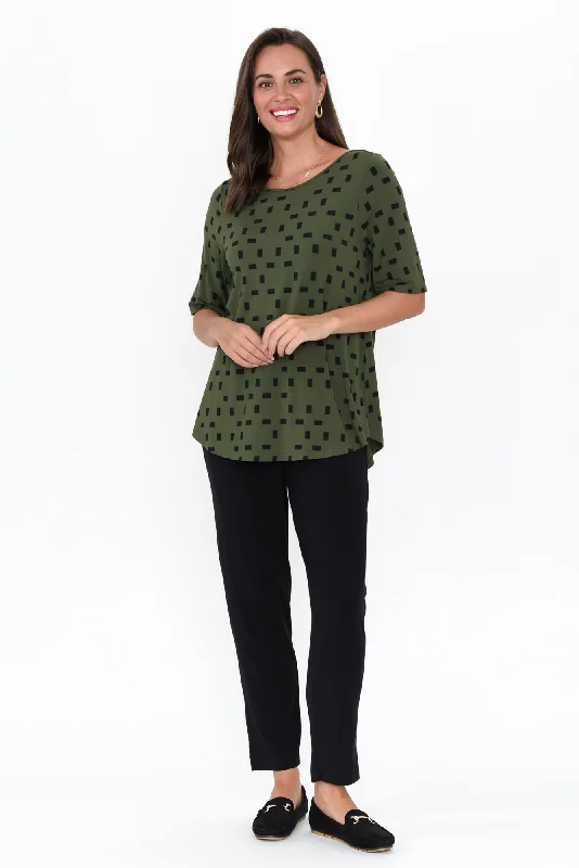 green-geo-half-sleeve-micro-modal-top