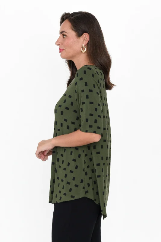 green-geo-half-sleeve-micro-modal-top