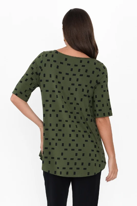 green-geo-half-sleeve-micro-modal-top