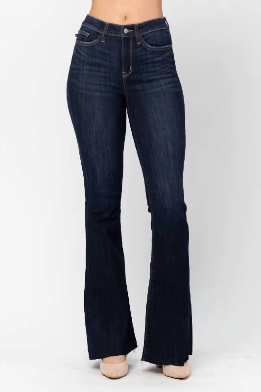 High Waist Flare Jeans In Dark Stain