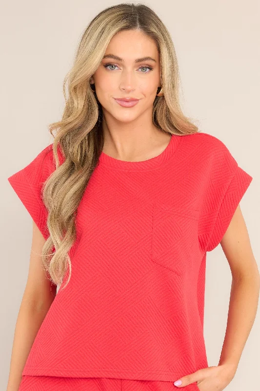 keep-it-creative-textured-short-sleeve-red-top