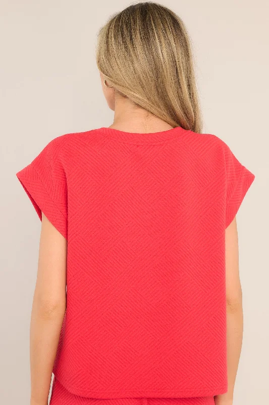 keep-it-creative-textured-short-sleeve-red-top