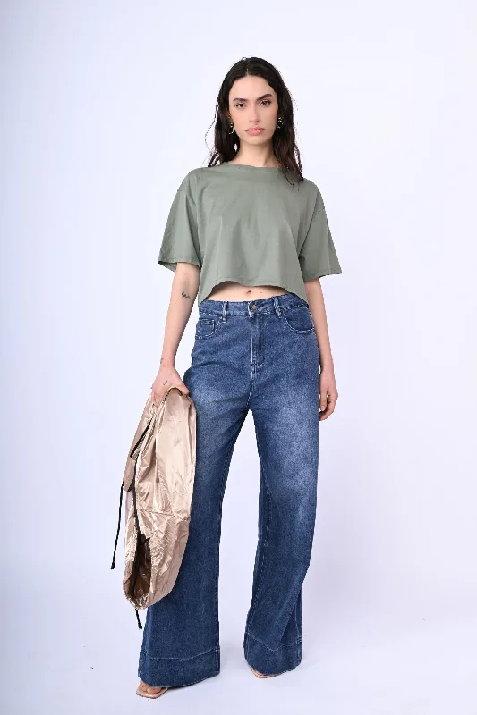 T-shirt crop in cotone