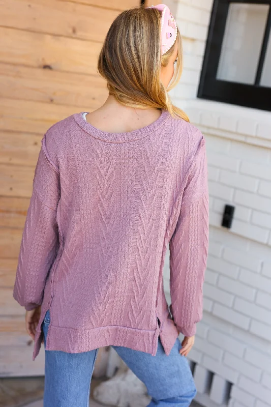 mauve-jacquard-cable-knit-pullover-top