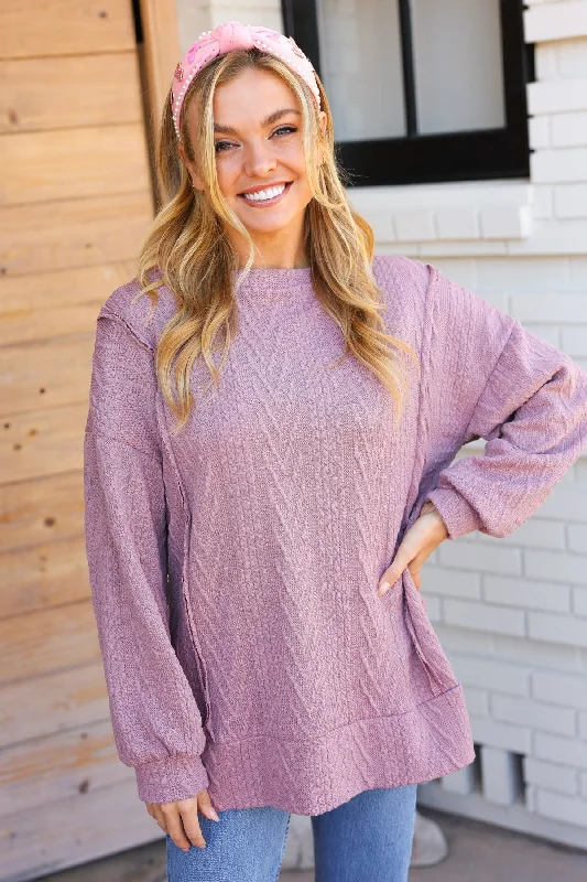 mauve-jacquard-cable-knit-pullover-top