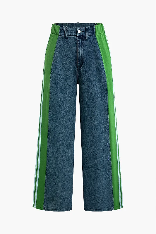 Patchwork Wide-Leg Jeans