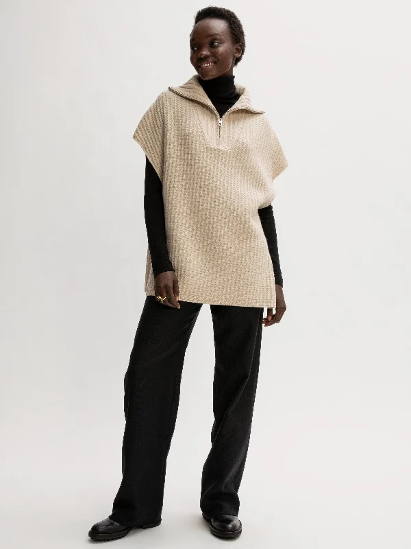 merino-rib-zip-poncho-cream