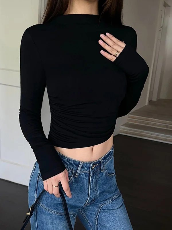 mock-neck-slinky-long-sleeve-ribbed-knit-crop-shirt