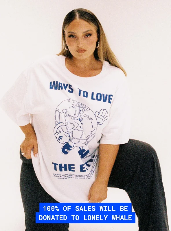 Organic Love The Earth Oversized Tee White Curve