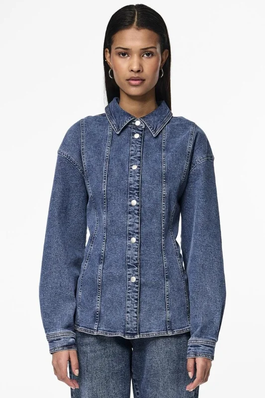 Pieces - Pcginny Ls Denim Shirt Jit - 4621892 Medium Blue Denim