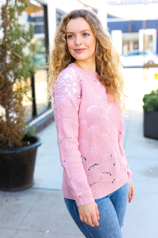 pink-pointelle-lace-shoulder-knit-sweater