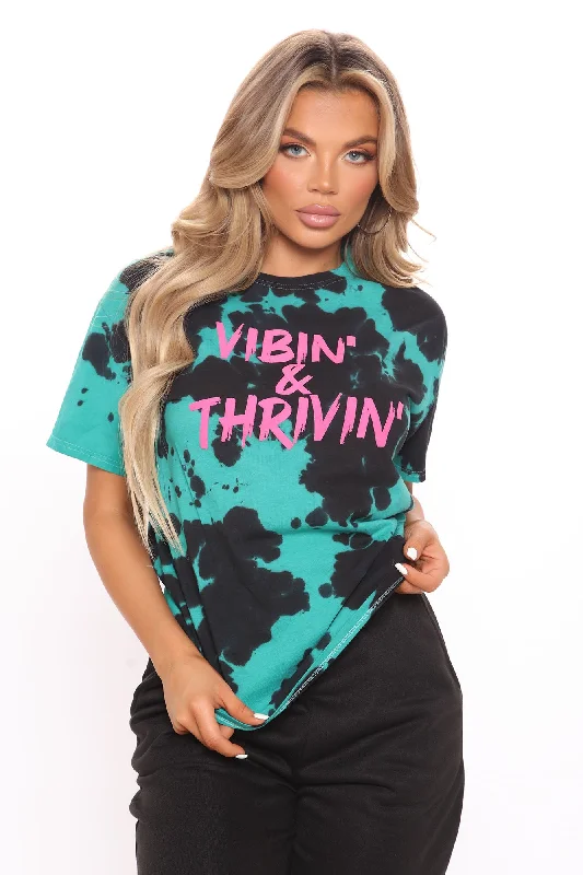 Positive Vibin' Tie Dye Top - Teal/combo