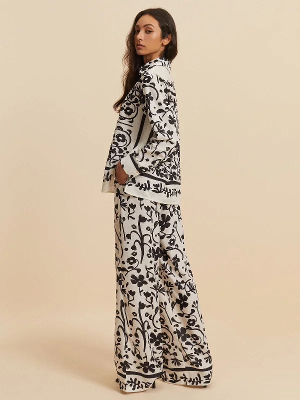 print-drawstring-wide-leg-pants-set