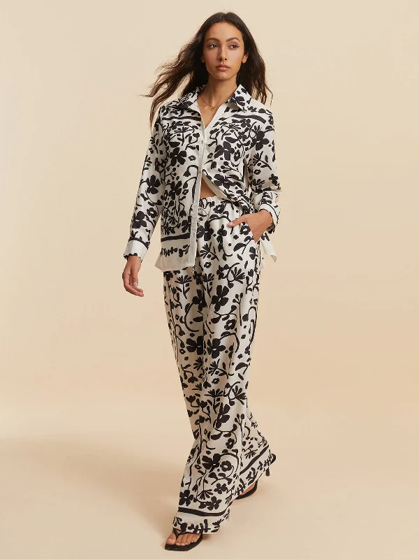 print-drawstring-wide-leg-pants-set