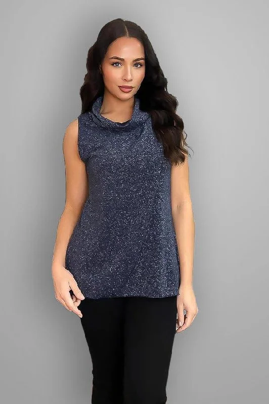 Purple Shimmer Sleeveless Cowl Neck Top