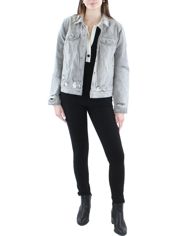 Reagan Womens Relaxed Distressed Denim Jacket