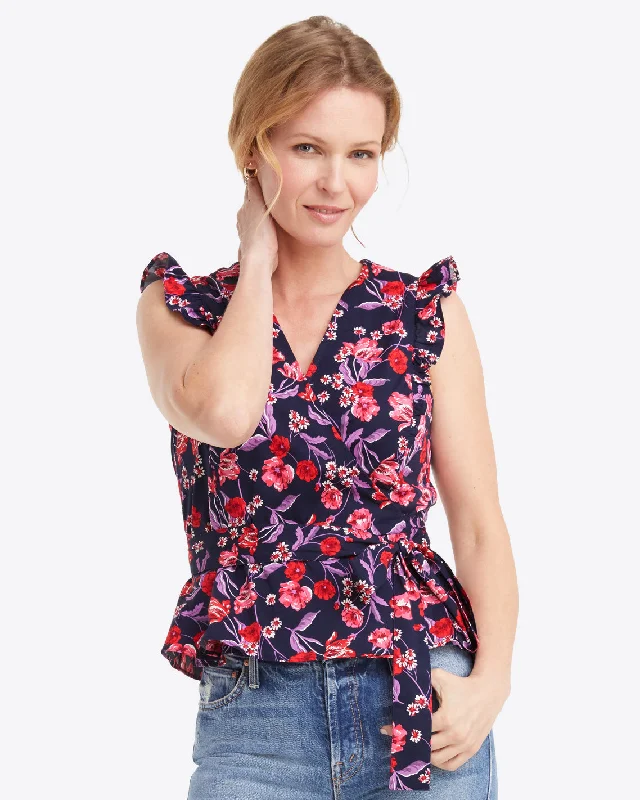 Reba Wrap Top in Field Poppy