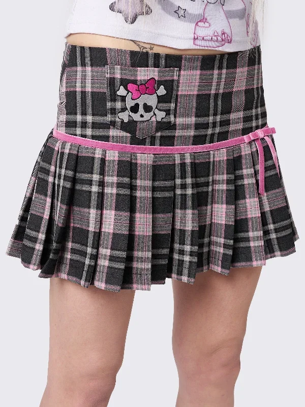 rebel-pink-bow-plaid-mini-skirt