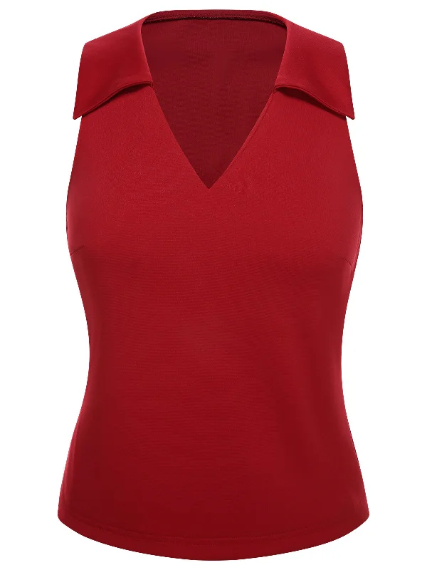 red-1940s-solid-sleeveless-lapel-top