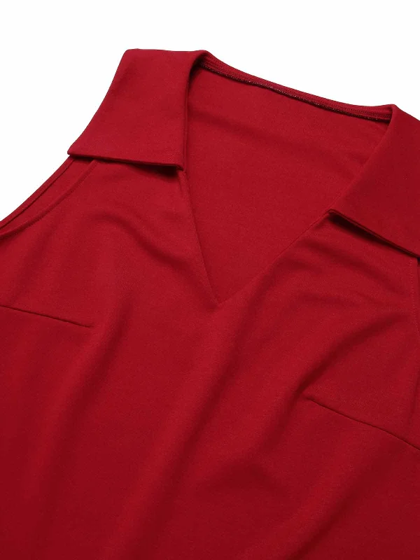 red-1940s-solid-sleeveless-lapel-top