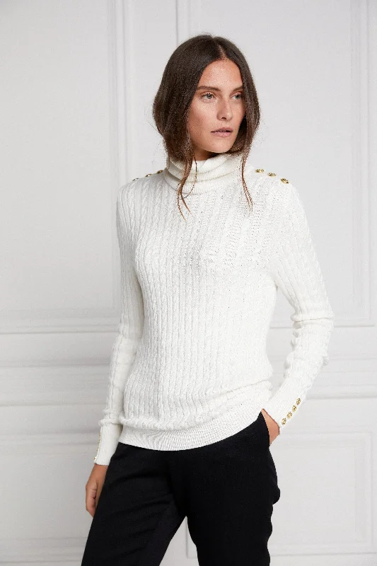 Seattle Roll Neck Cable Knit (Winter White)