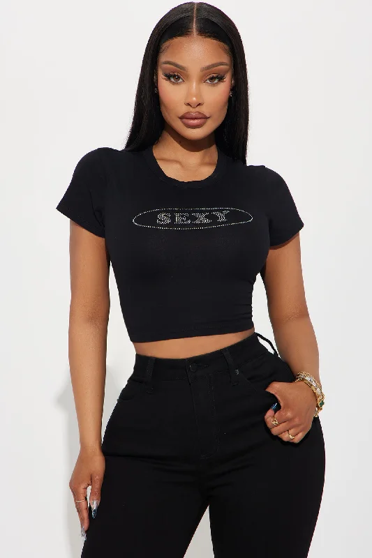 Sexy Thing Rhinestone Tee - Black