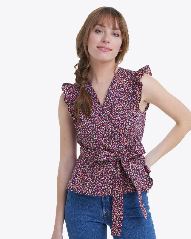 Sheryl Wrap Top in Ditsy Poppy