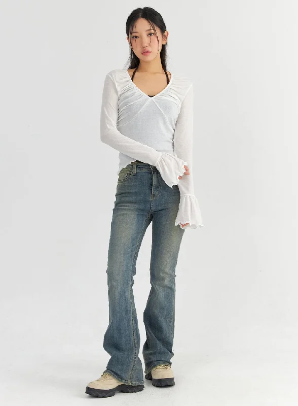 Slim Washed Bootcut Jeans CO327