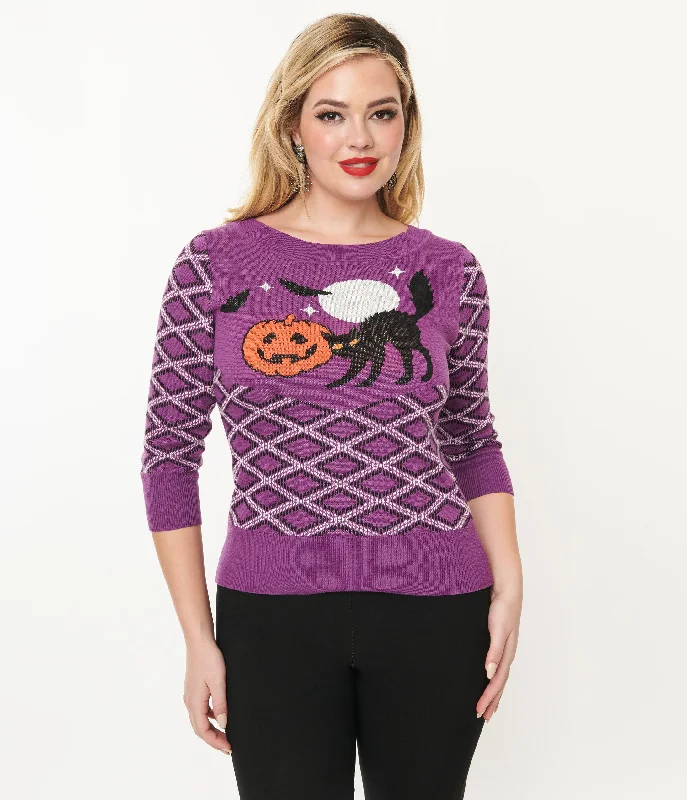 smak-parlour-purple-plaid-black-cat-sweater