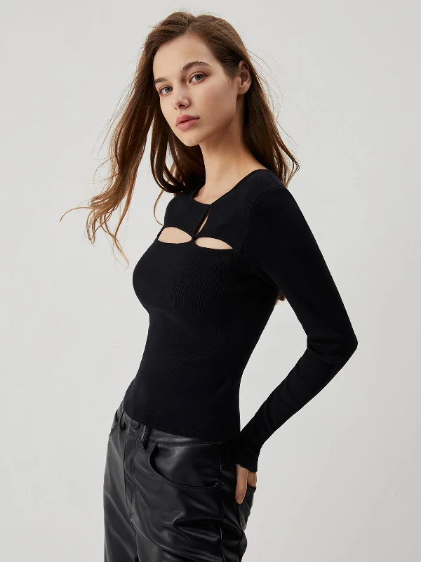 solid-asymmetric-cut-out-long-sleeve-knit-top