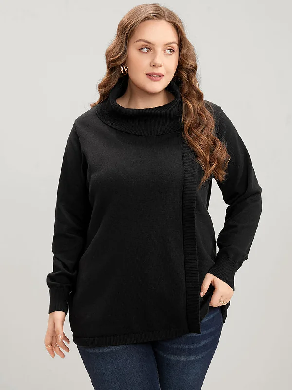 solid-super-soft-knit-tie-funnel-neck-knit-top