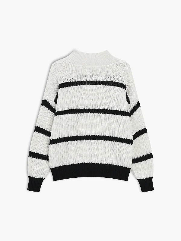 stripe-pointelle-knit-sweater