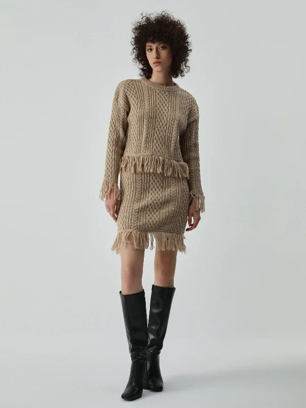 tassel-hem-cable-knit-two-piece-long-sleeve-skirt-set