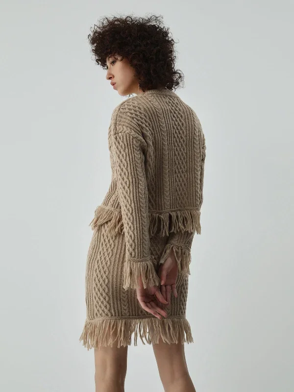 tassel-hem-cable-knit-two-piece-long-sleeve-skirt-set