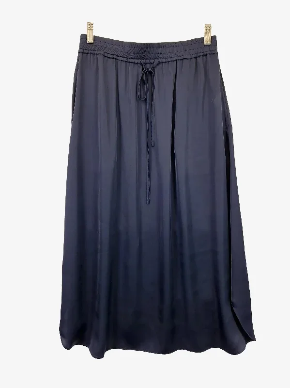 Trenery Navy Shiny Casual Midi Skirt Size 10