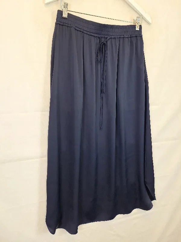 trenery-navy-shiny-casual-midi-skirt-size-10-b038-375-bu