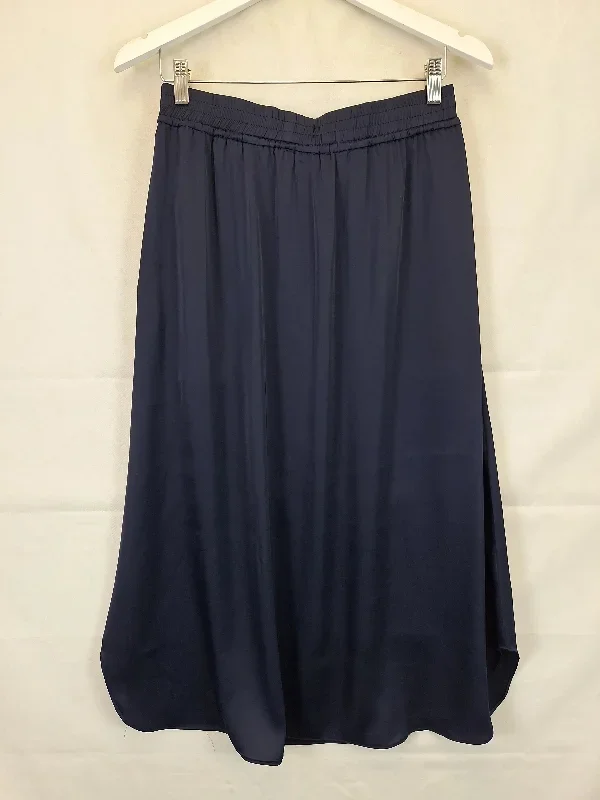 trenery-navy-shiny-casual-midi-skirt-size-10-b038-375-bu