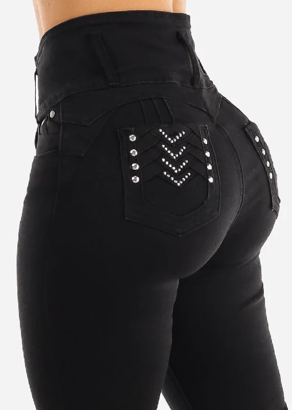 Ultra High Waisted Black Butt Lifting Skinny Jeans