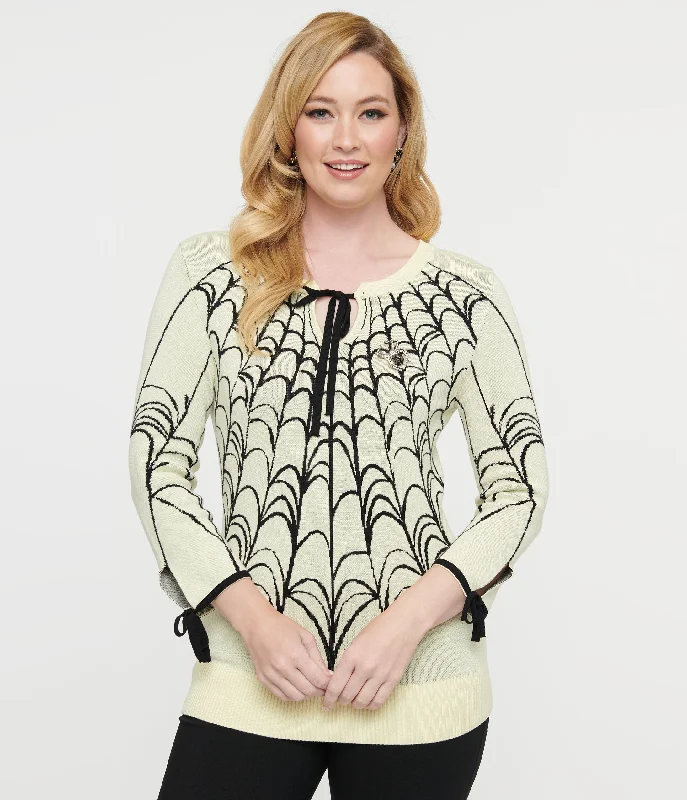 unique-vintage-cream-black-spiderweb-keyhole-sweater