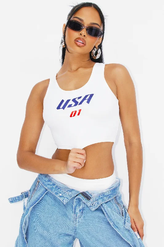 USA Champs Active Top - White