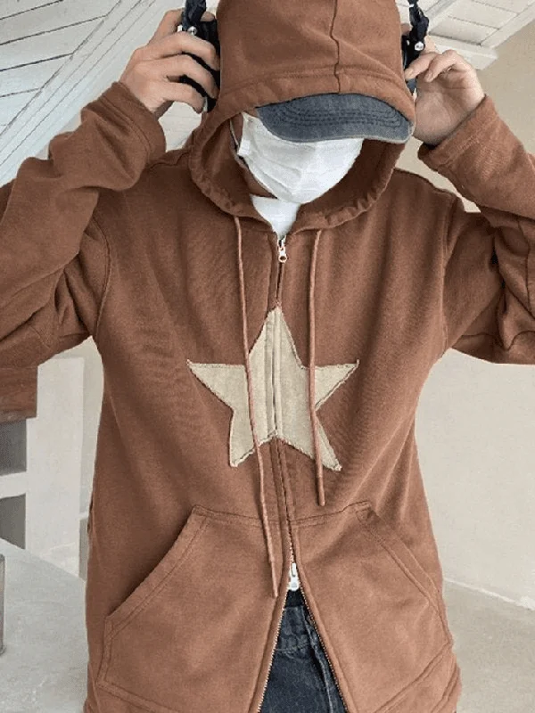 vintage-star-patch-baggy-zip-up-hoodie