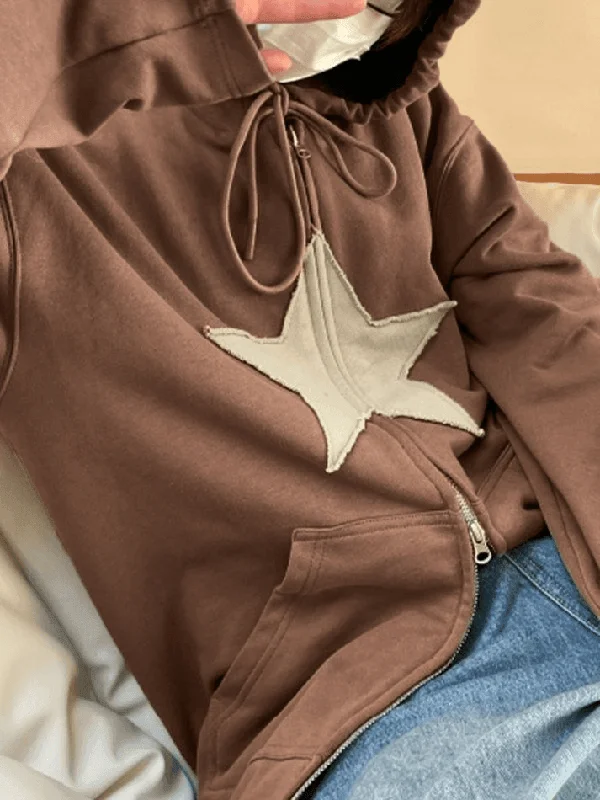 vintage-star-patch-baggy-zip-up-hoodie