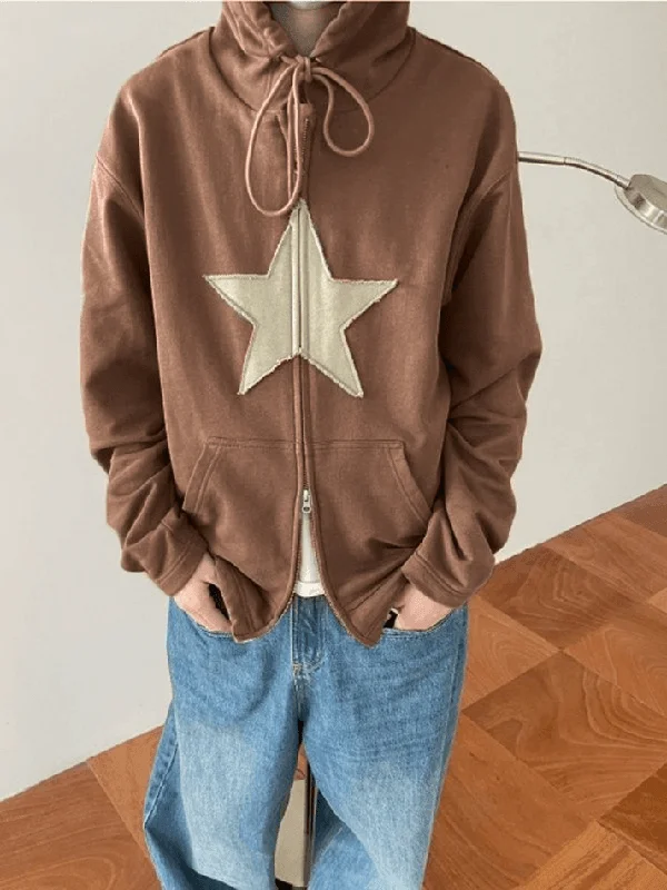 vintage-star-patch-baggy-zip-up-hoodie