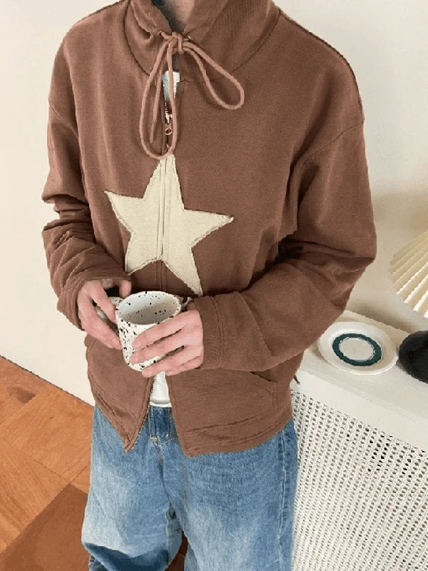 vintage-star-patch-baggy-zip-up-hoodie