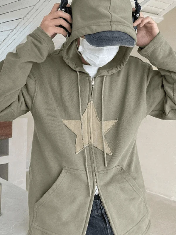 vintage-star-patch-baggy-zip-up-hoodie