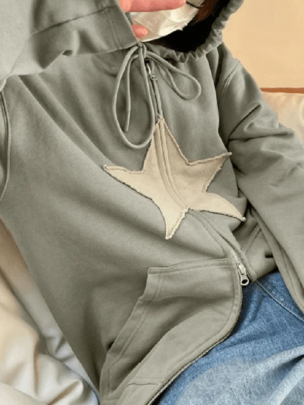 vintage-star-patch-baggy-zip-up-hoodie