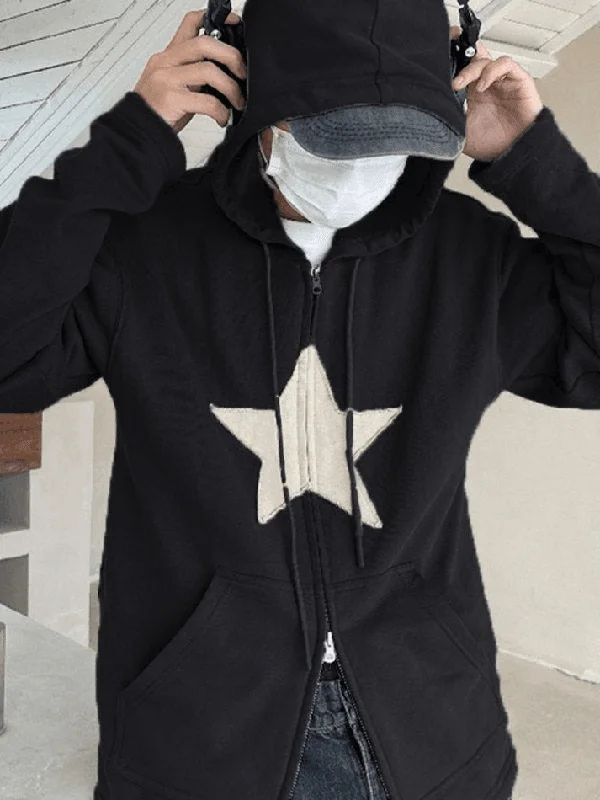 vintage-star-patch-baggy-zip-up-hoodie