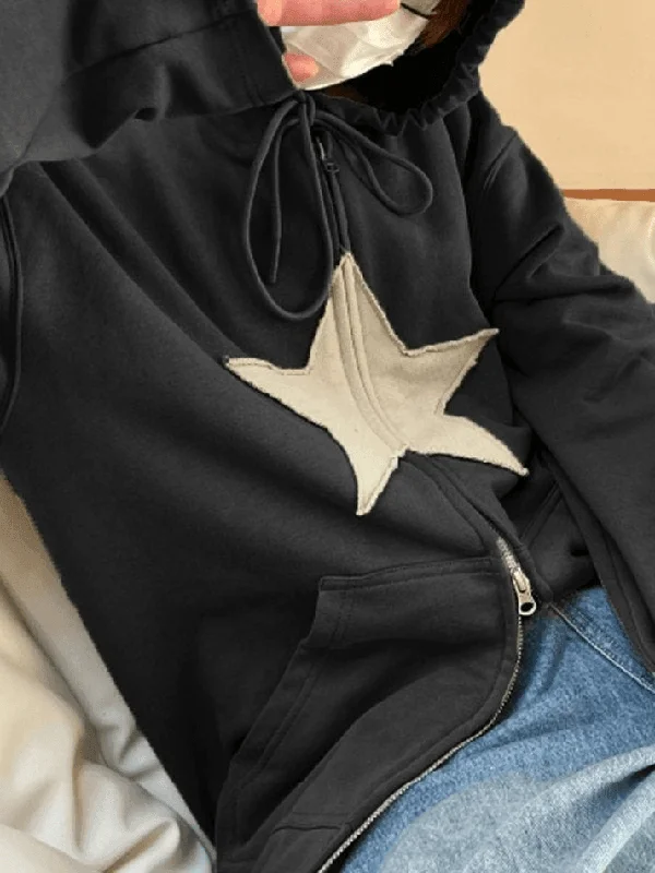 vintage-star-patch-baggy-zip-up-hoodie