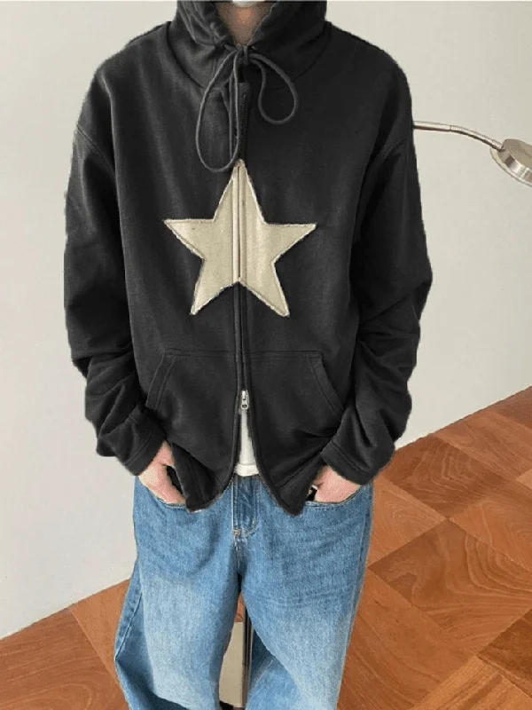 vintage-star-patch-baggy-zip-up-hoodie